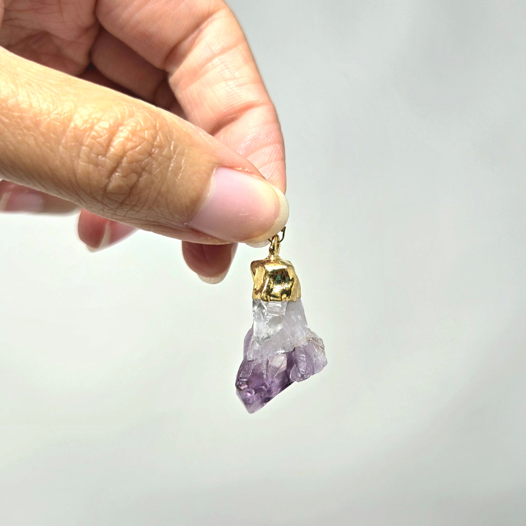 Amethyst Rough Plateted Necklace : Gold