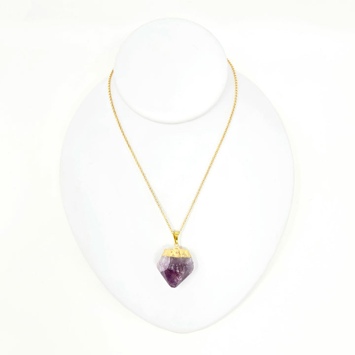 Amethyst Rough Plateted Necklace : Gold