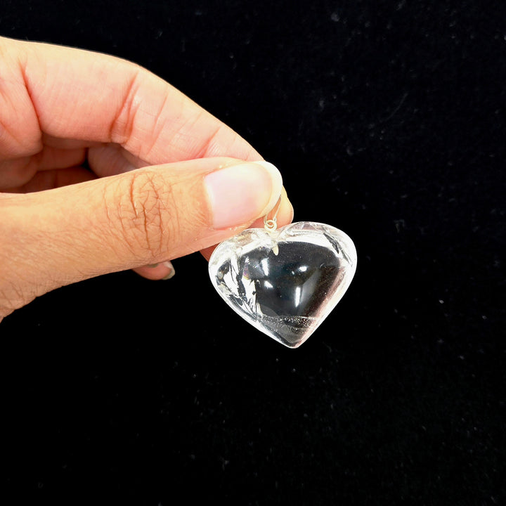 Clear Quartz Pendant Heart Brazil : 25mm