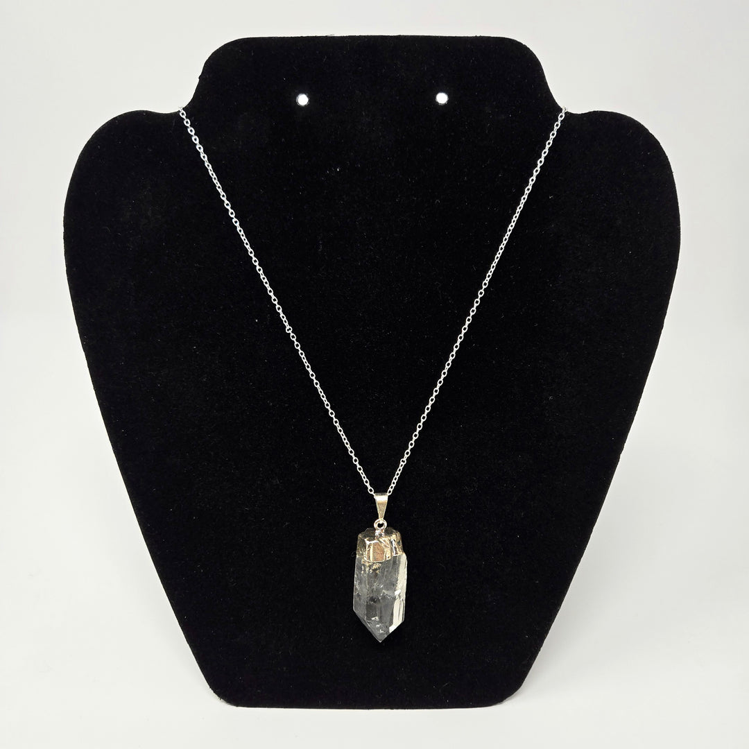 Clear Quartz Rough Silver Plateted Pendant