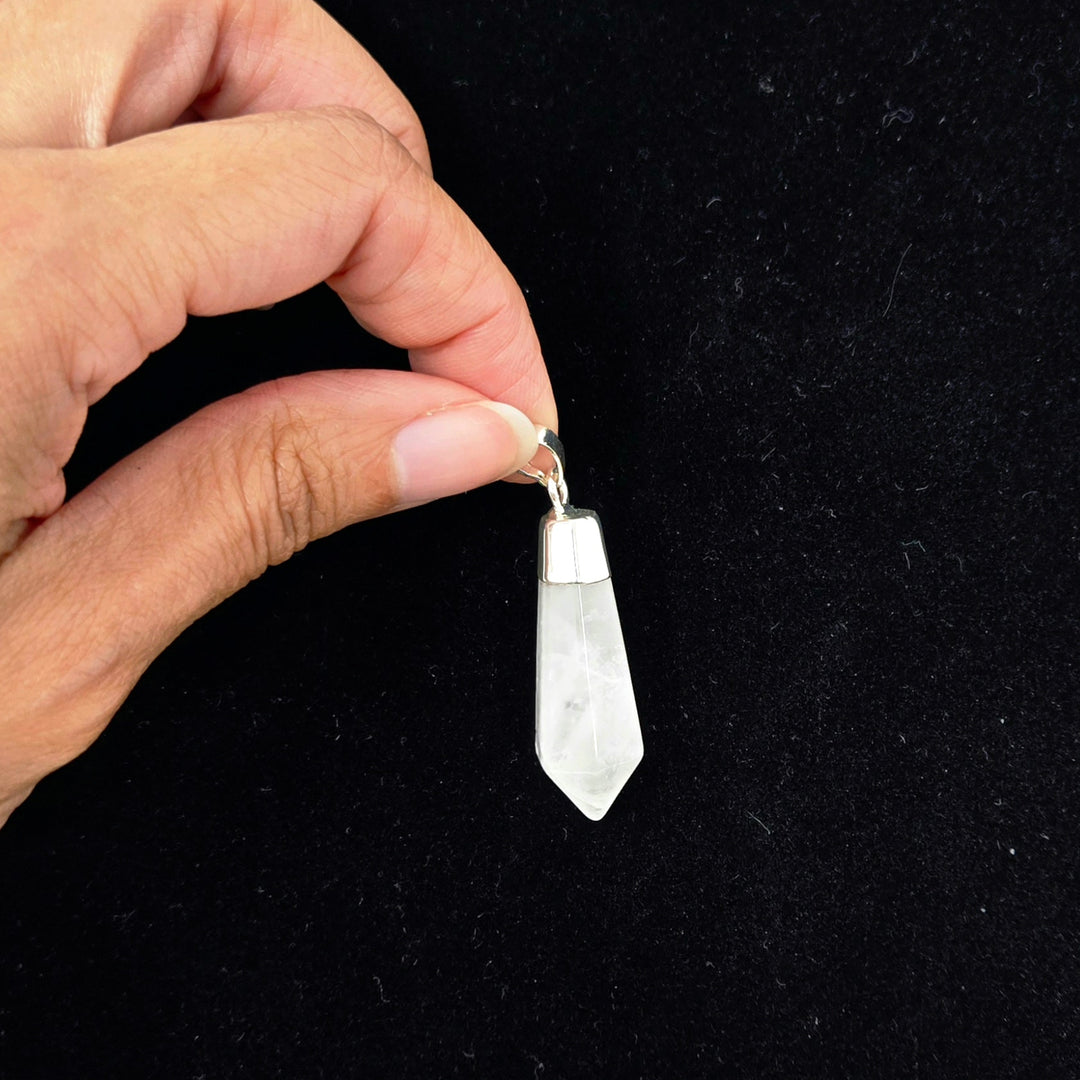 Clear Quartz Pendant Diamond Polished Point : 1.5"