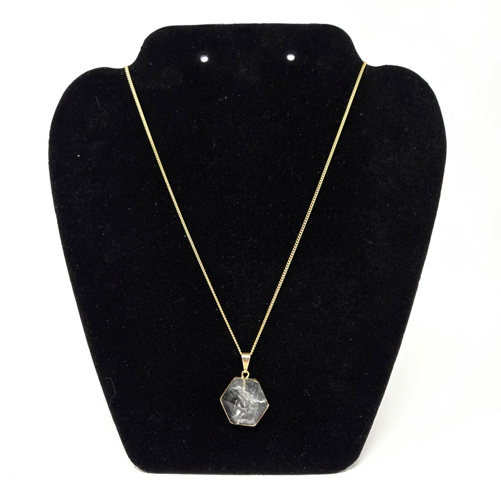 Clear Quartz Hexagonal Necklace : Gold Plated