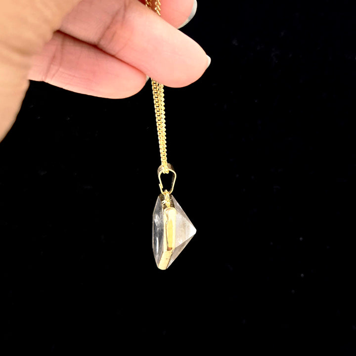 Clear Quartz Hexagonal Necklace : Gold Plated