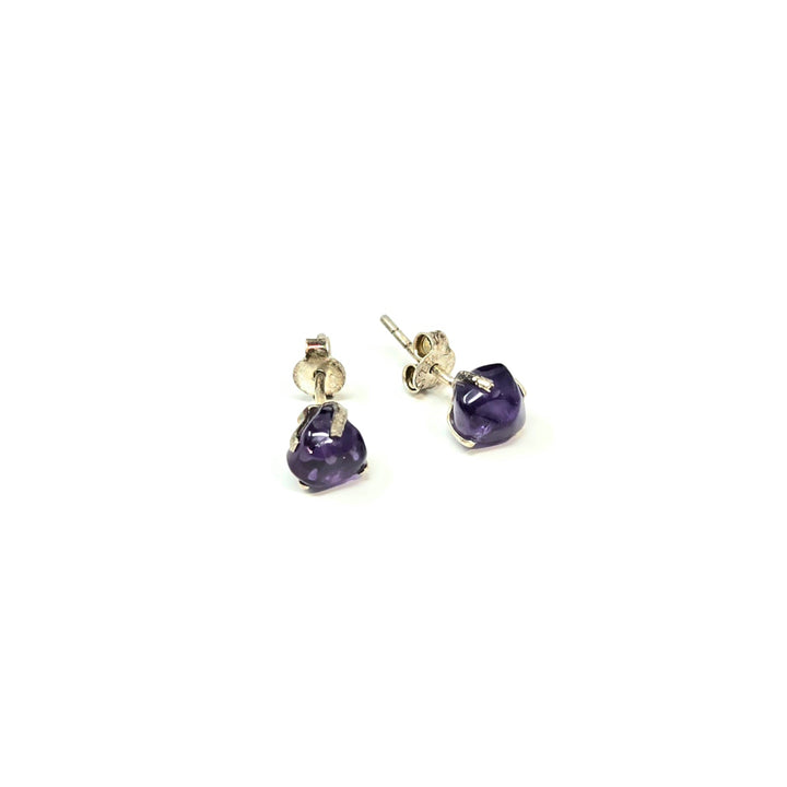 925 Sterling Silver Stud Earrings Rough Amethyst