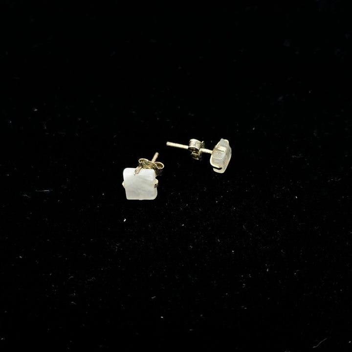 Moonstone 925 Sterling Silver Stud Earrings Rough