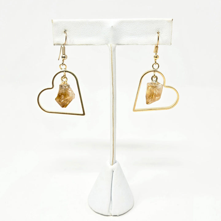 Citrine Gold Plated Heart Earrings