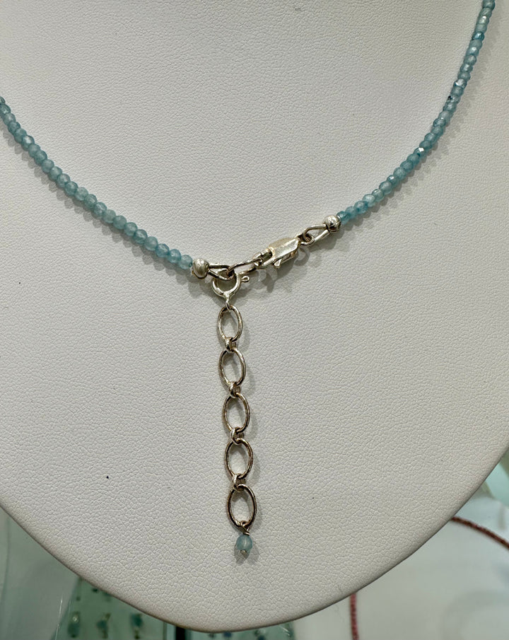 Aquamarine 925 Sterling Silver Faceted Necklace