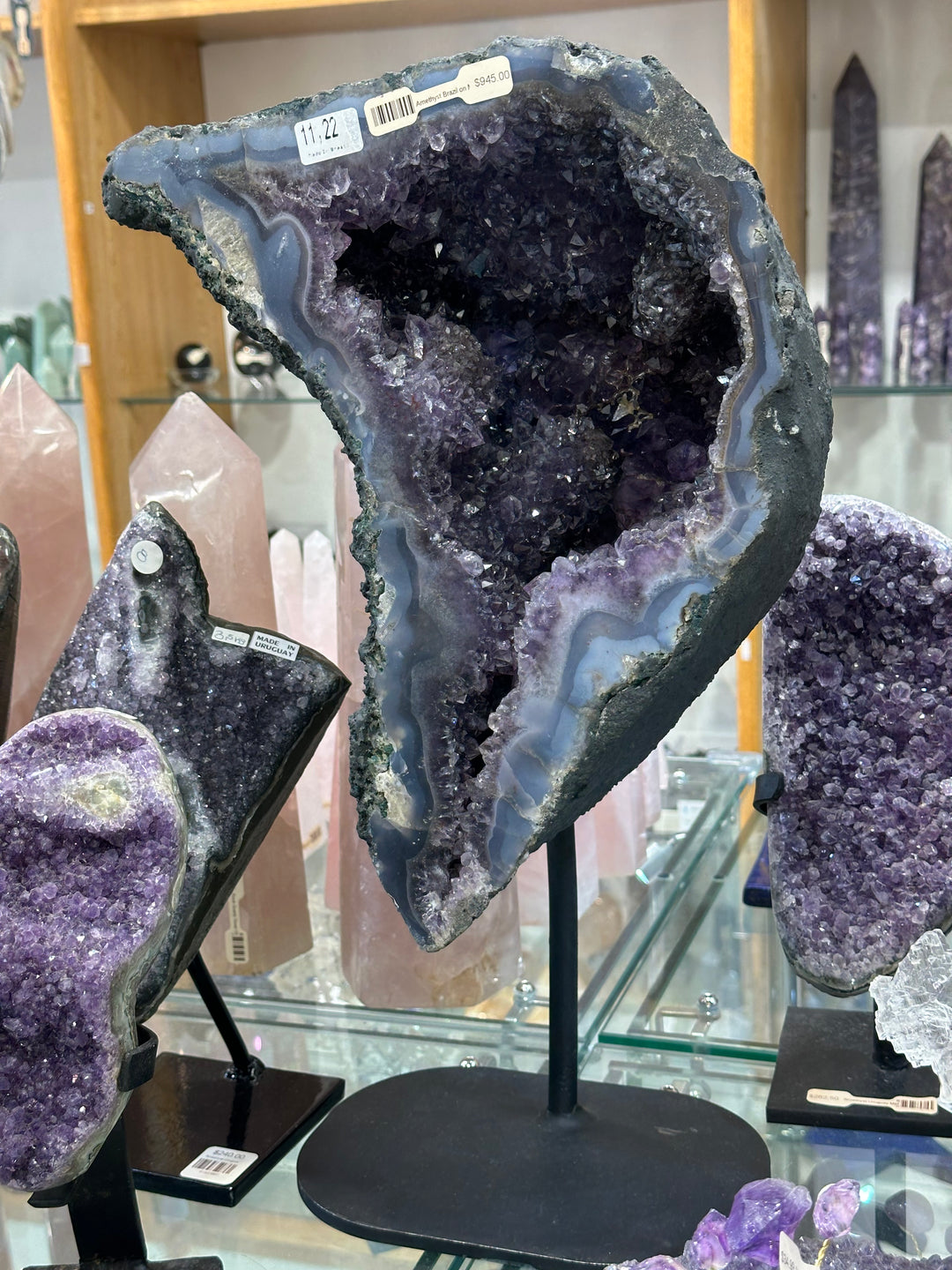 Amethyst Cluster on Metal Base: Brazilian