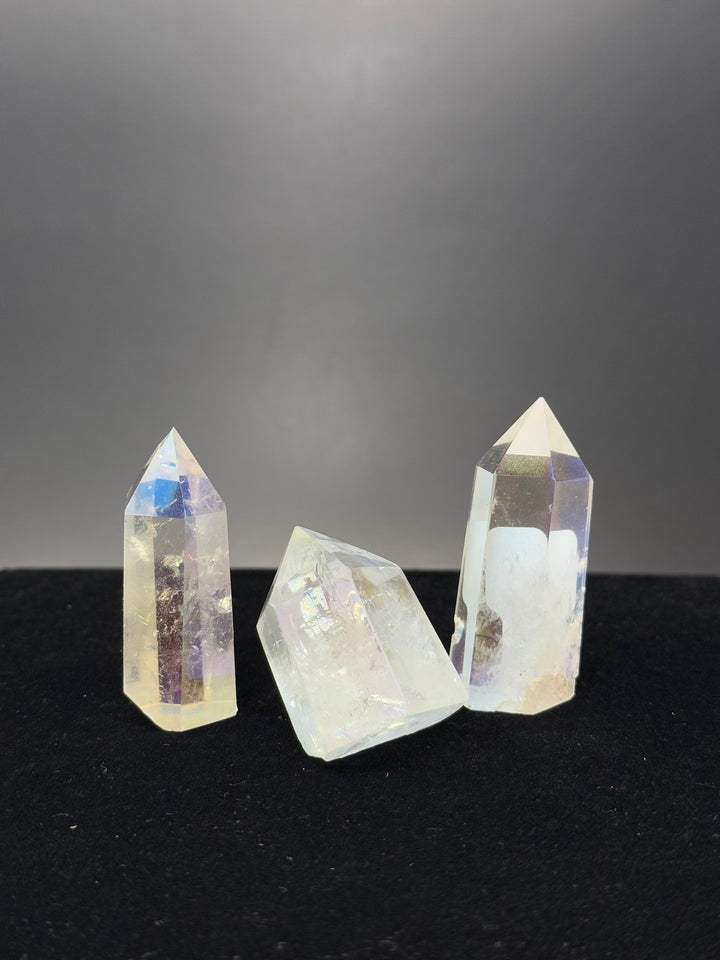 Angel Aura Clear Quartz Polished Points Tower and Obelisk