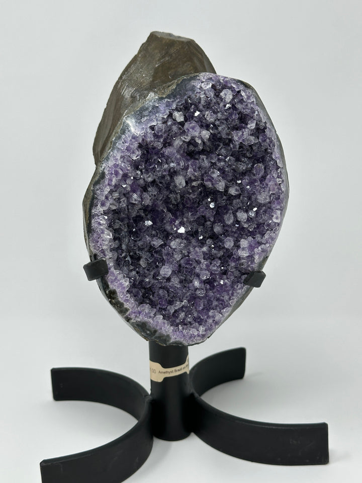 Amethyst Cluster on Metal Base: Brazilian