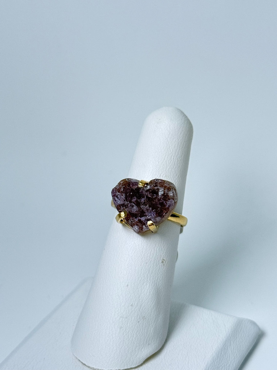 Amethyst Heart Cluster Simple Band Ring