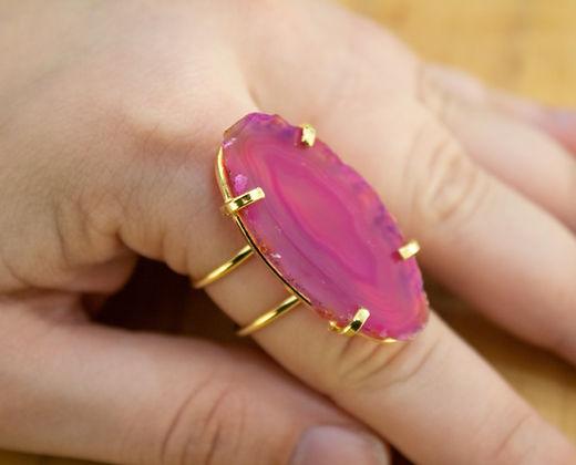 Agate Slice Wire Ring - The Harmony Store