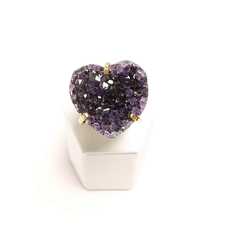 Amethyst Arc Heart Ring - The Harmony Store