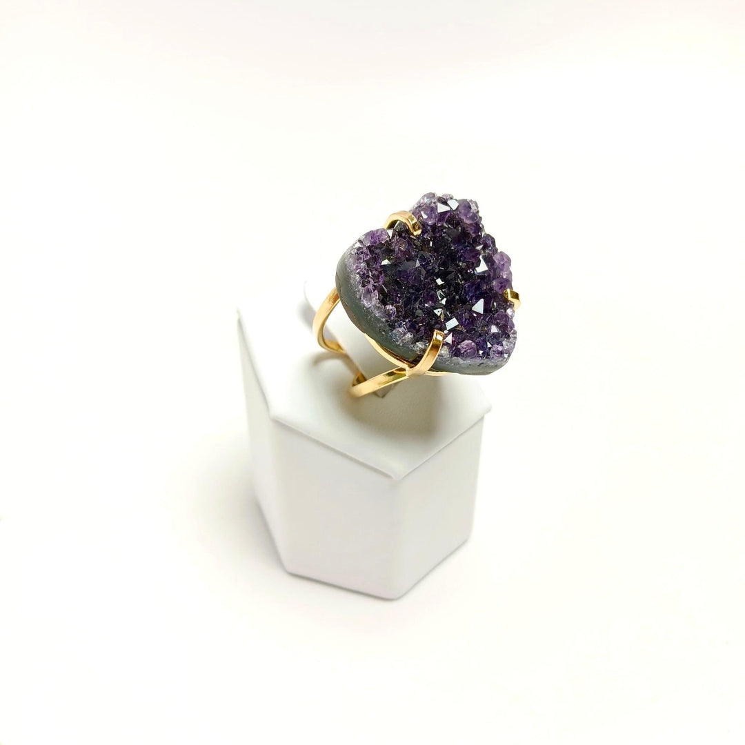 Amethyst Arc Heart Ring - The Harmony Store