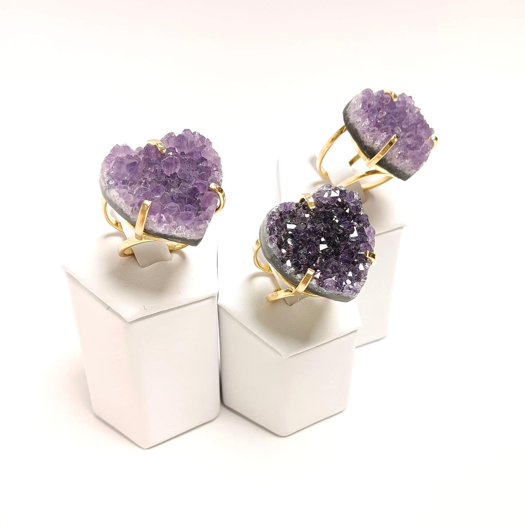 Amethyst Arc Heart Ring - The Harmony Store