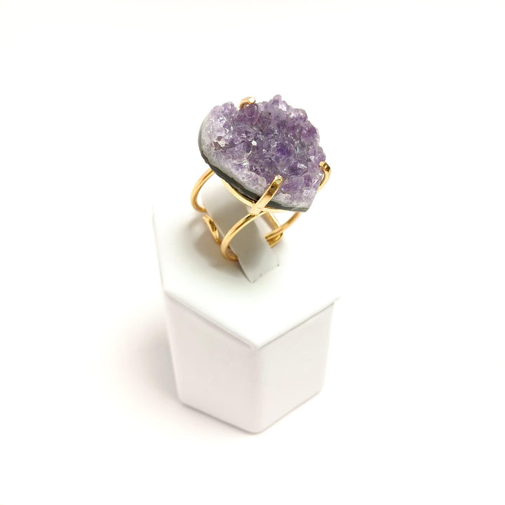 Amethyst Wire Druze Ring - The Harmony Store