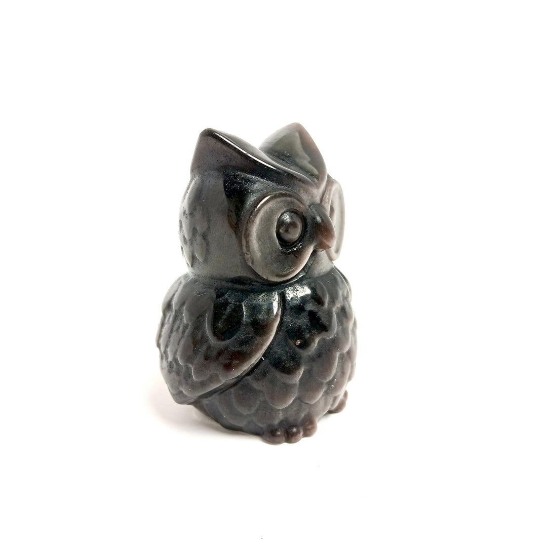 Black Obsidian Hand Carved Owl 3" - The Harmony Store