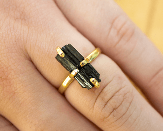 Black Tourmaline Simple Band Ring - The Harmony Store