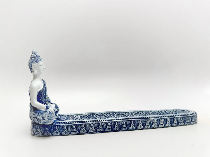 Buddha Incense Burner-White Blue : 10" - The Harmony Store