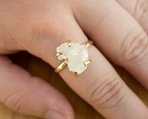 Clear Quartz Simple Band Ring - The Harmony Store