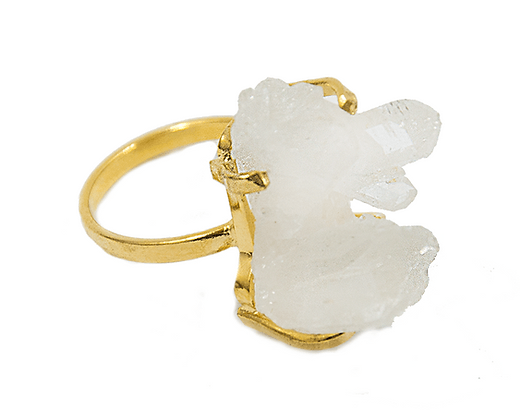 Clear Quartz Simple Band Ring - The Harmony Store