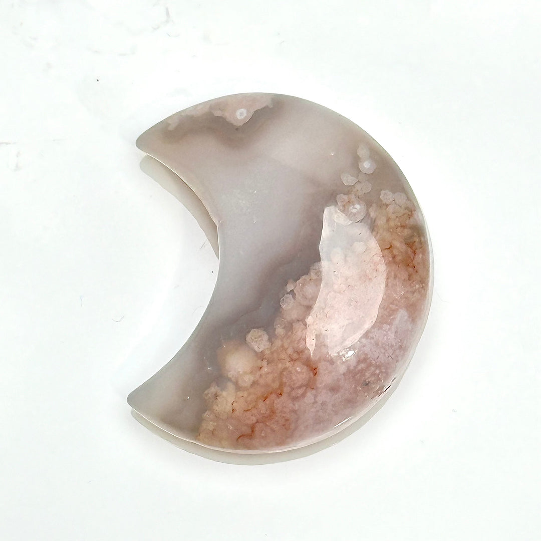 Flower Agate-Half Moon : 2" - The Harmony Store