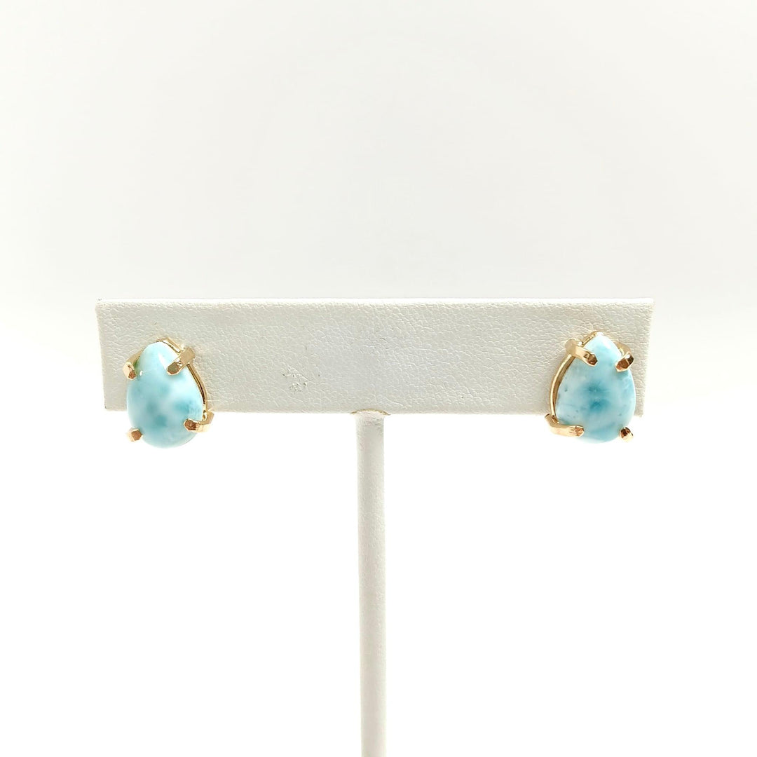 Larimar Cabochon Claw Studs - The Harmony Store