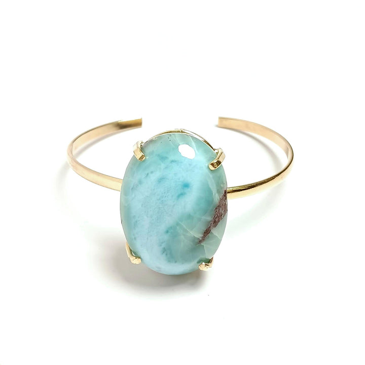 Larimar Cabochon Simple Band Bracelet - The Harmony Store