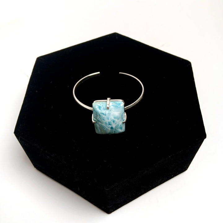 Larimar Cabochon Simple Band Bracelet - The Harmony Store