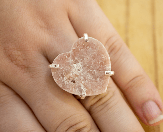 Pink Amethyst Heart Arc Ring - The Harmony Store