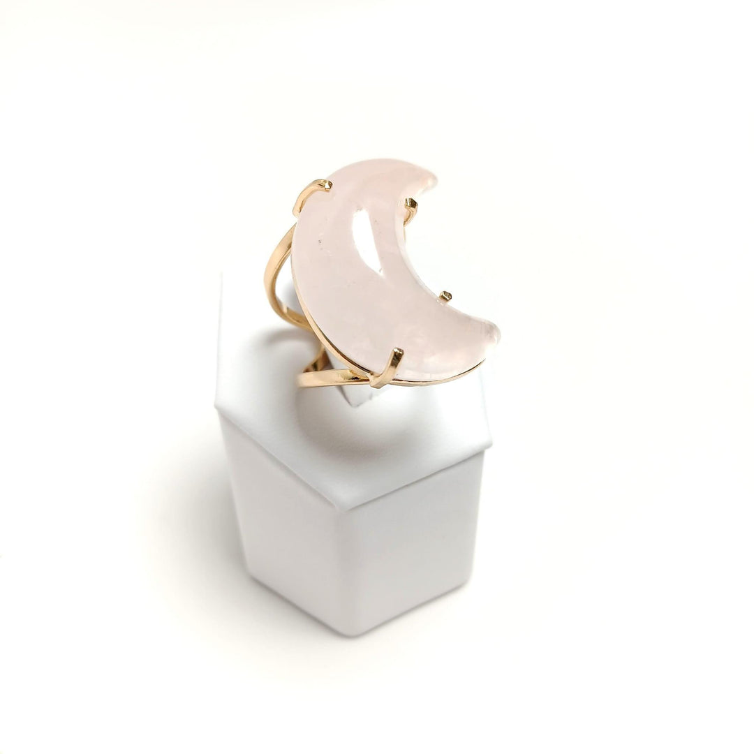 Rose Quartz Arc Moon Ring - The Harmony Store