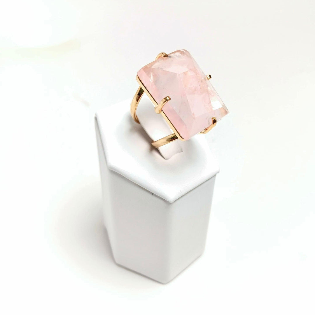 Rose Quartz Faceted Arc Ring - The Harmony Store