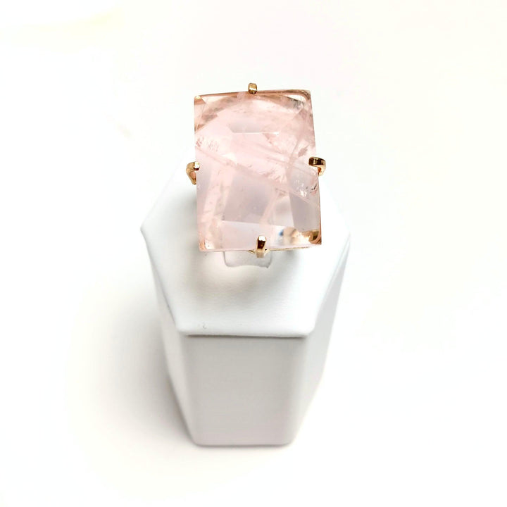 Rose Quartz Faceted Arc Ring - The Harmony Store