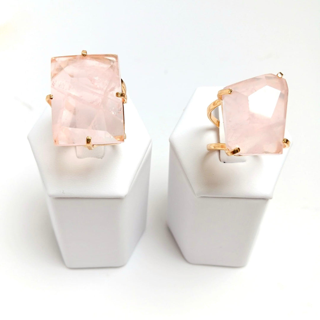 Rose Quartz Faceted Arc Ring - The Harmony Store