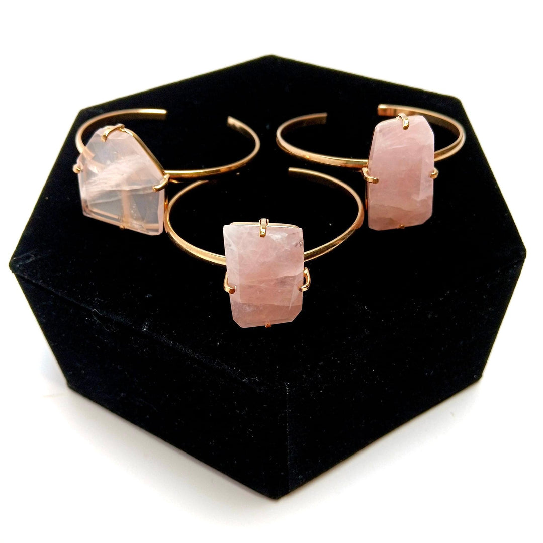 Rose Quartz Faceted Simple Band Bracelet - The Harmony Store