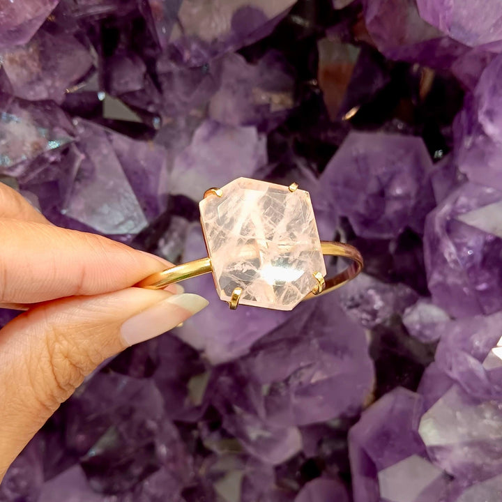 Rose Quartz Faceted Simple Band Bracelet - The Harmony Store