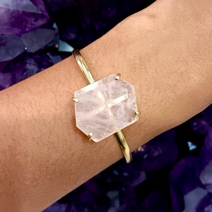 Rose Quartz Faceted Simple Band Bracelet - The Harmony Store