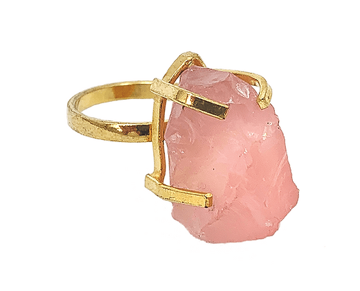 Rose Quartz Simple Band Ring - The Harmony Store