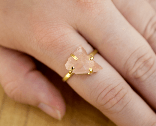 Rose Quartz Simple Band Ring - The Harmony Store