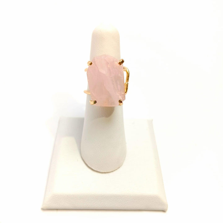 Rose Quartz Wire Faceted Ring - The Harmony Store