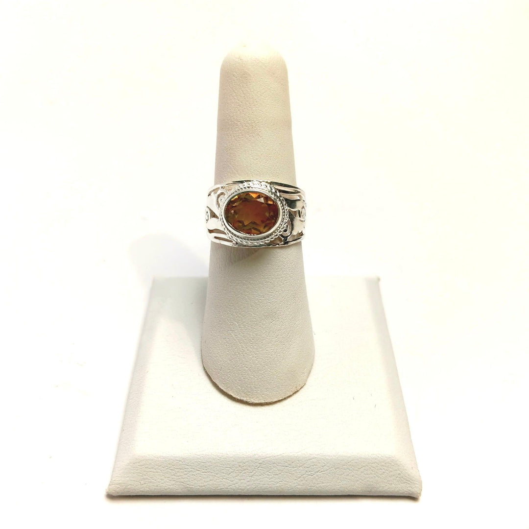 Sterling Silver Ring-Citrine Jali - The Harmony Store