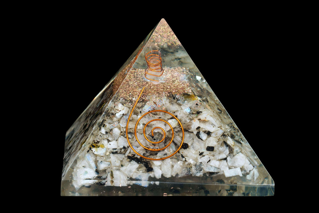 Orgonite and Rainbow Moonstone Pyramid