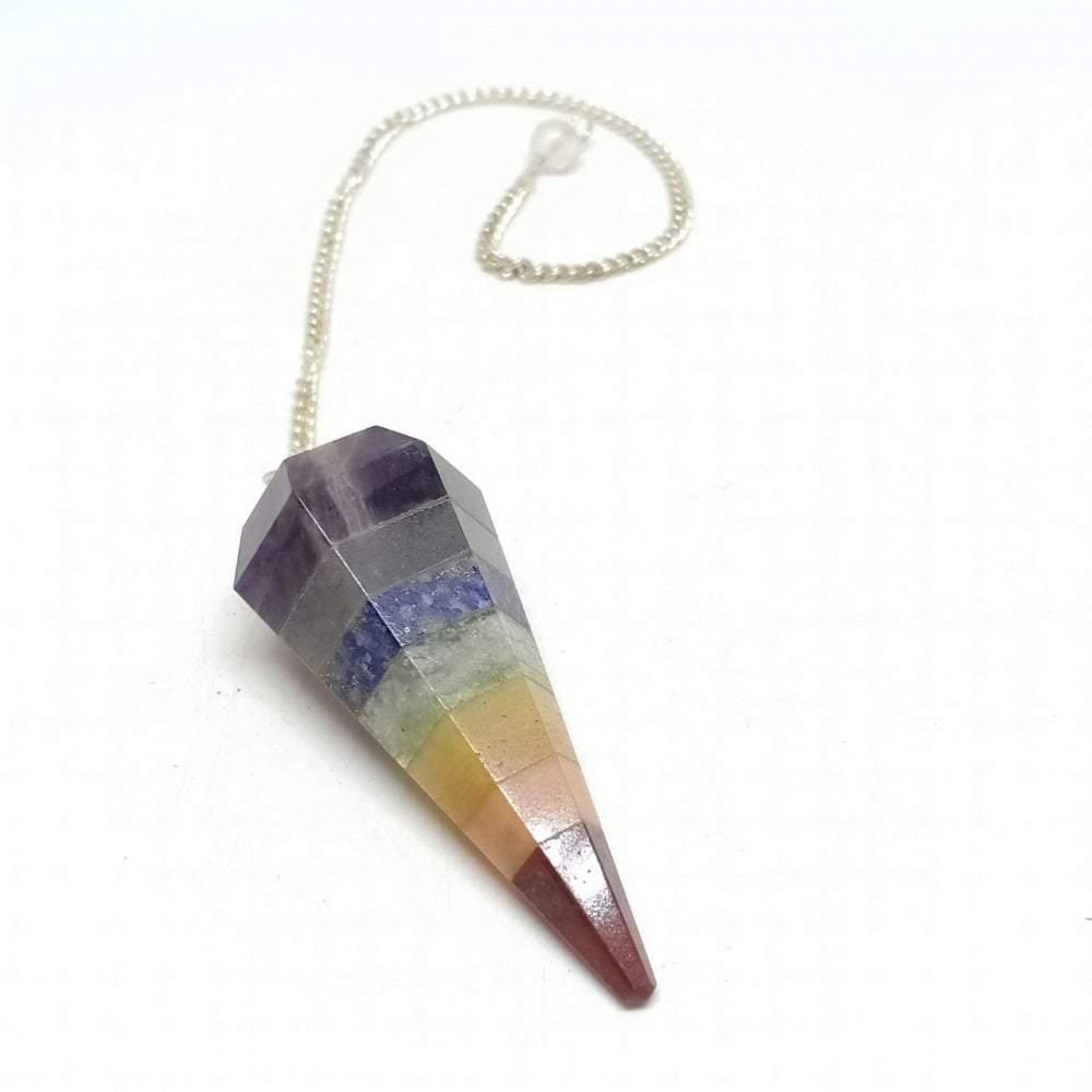 Seven Chakras Faceted Pendulum