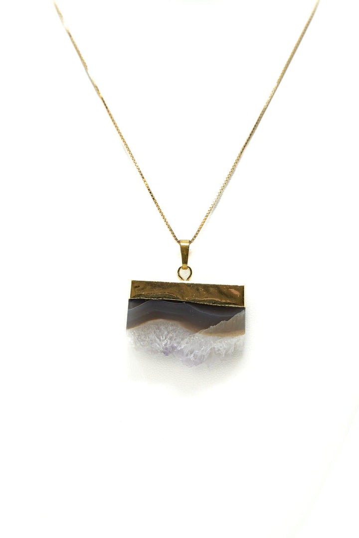 Slice Druzy Amethyst Stalactite Slice Gold Pendant Pendant